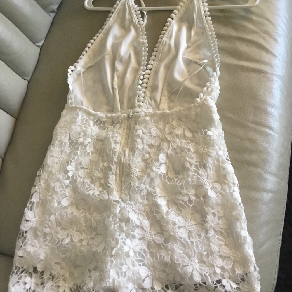 Banjul White Lace ROMPER ~ backless ~ shorts ~ day or night